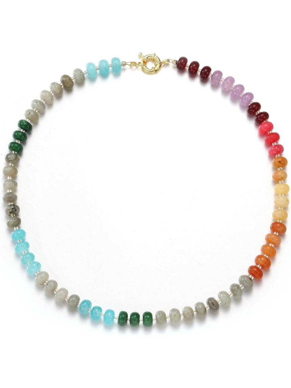 Women's Multi Coloue Beaded Gold Choker Necklace Boho Summer Beach Jewelry